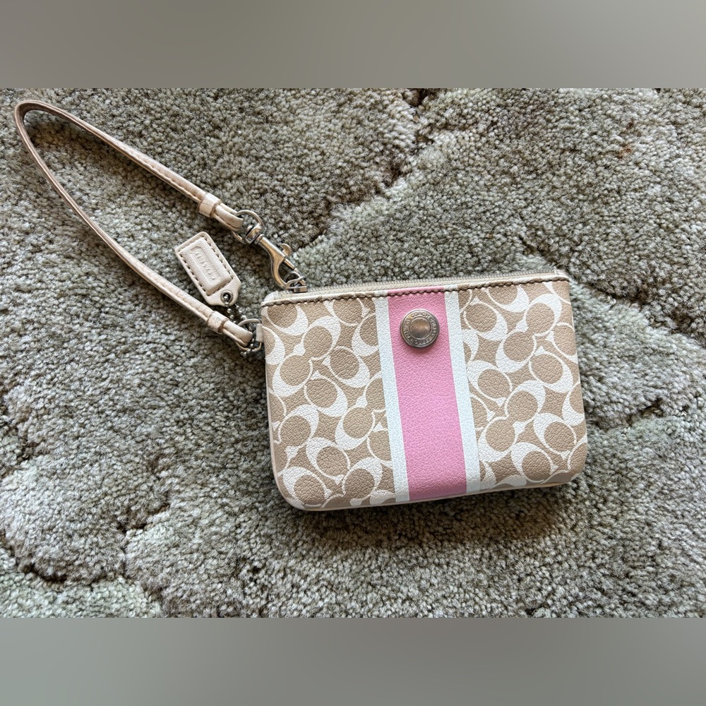 Coach Pink and Beige Wristlet